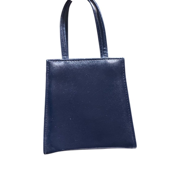 Vintage Navy Blue Structured Top-Handle Purse - Picture 10 of 14